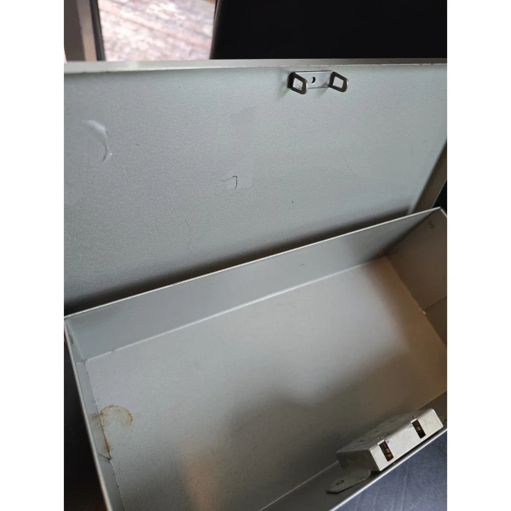 Vintage Merriam No. 8 Guardsman Metal Storage Box Rectangular Gray - No Key